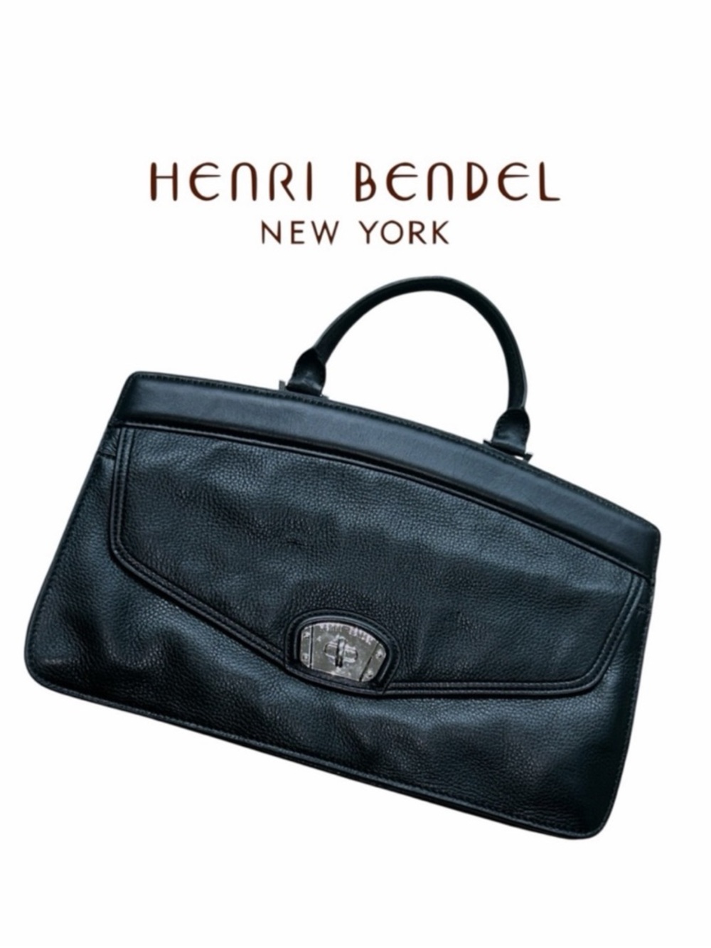 Henri Bendel Black Saffiano Leather Top Handle Bag